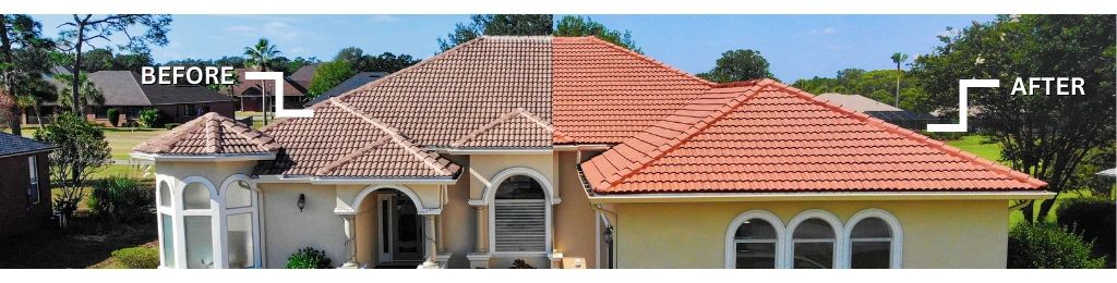 Roof coating before and after