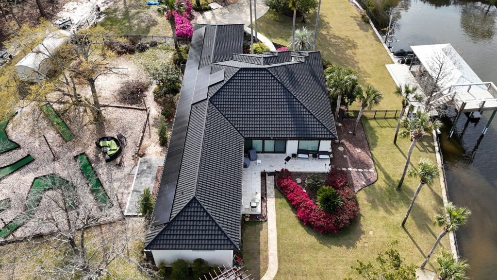 Completed stone-coated steel roof