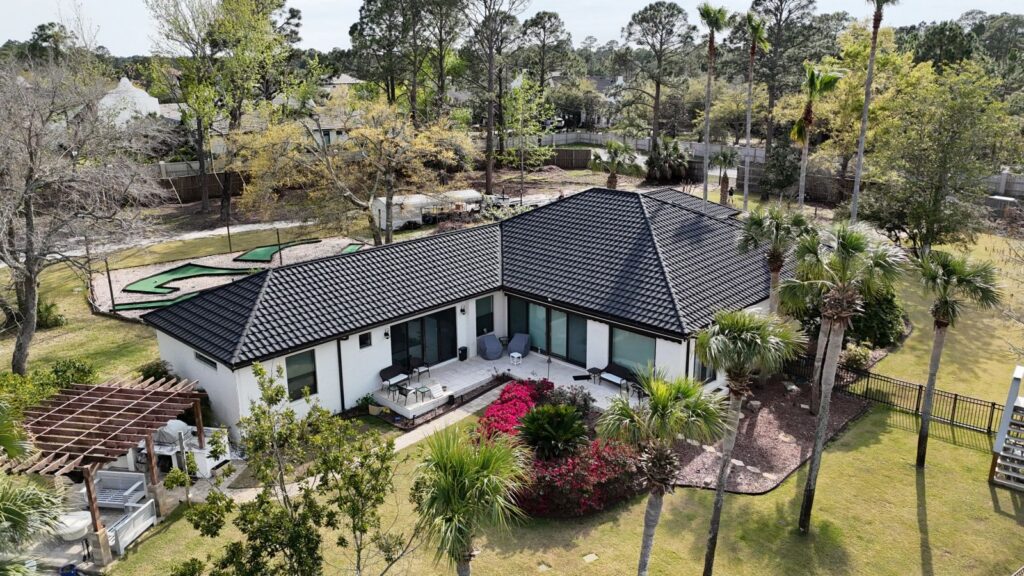 Completed stone-coated steel roof