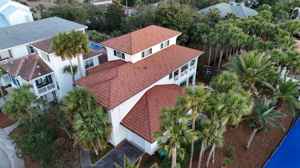 Completed stone-coated steel roof