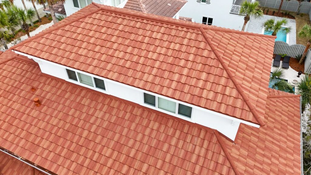 Completed stone-coated steel roof